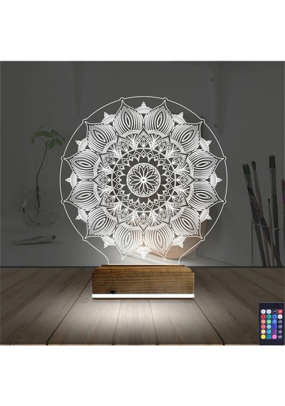 Luvivia Mandala 3d Lamba - Masa Gece Lambası Şeffaf
