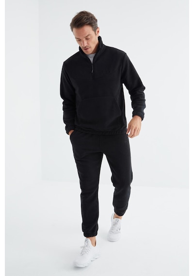 Tommy Life Lacivert Yarım Fermuar Dik Yaka Lastik Paça Polar Erkek Eşofman Takımı - 85159 Lacivert