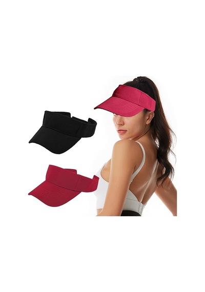 Unisex Uv Koruyucu Sporcu Plaj Vizör Şapka 2 Li Set (547423608)