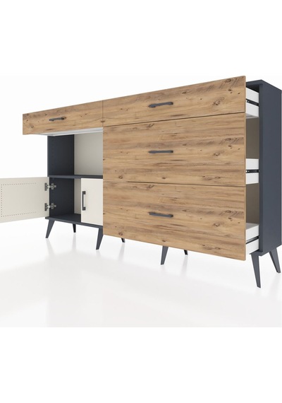 Arges Konsol Tek Raflı 4 Çekmeceli 2 Kapaklı 176x30x99 Antrasit-a Antrasit-aytaşı/çam Arges Konsol Tek Raflı 4 Çekmeceli 2 Kapaklı 176x30x99 Antrasit-a Antrasit-aytaşı/çam