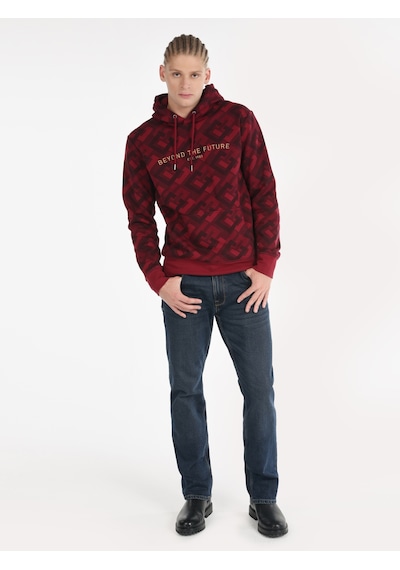 Colin's Colins Regular Fit Baskılı Kapüşonlu Mor Erkek Sweatshirt Mor