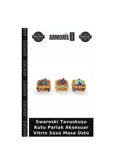 Swaroski Tavuskuşu Kutu Parlak Aksesuar Vitrin Süsü Masa Üstü
