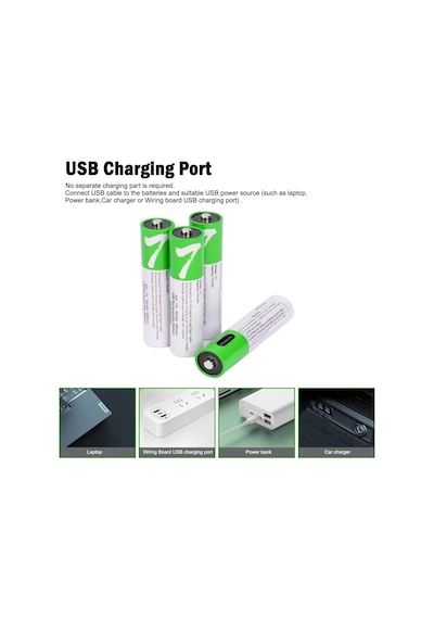 Usb Aaa Lityum İyon Şarj Edilebilir Pil, Yüksek Kapasiteli 1.5v 750mwh Şarj Edilebilir Aaa Pil,
