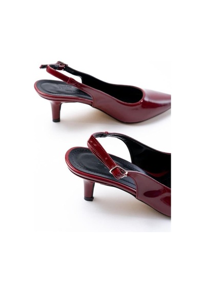 Alemdarshop St-1152 Bordo Rugan Günlük 7 Cm Topuklu Kadın Ayakkabı