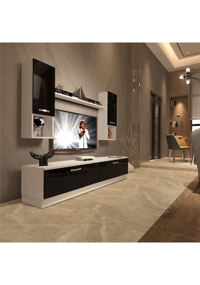 Decoraktiv Eko 5dab Mdf Std Tv Ünitesi Tv Sehpası Beyaz - Siyah