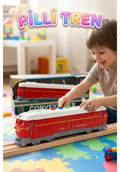Conveyancer Sesli Ve Işıklı Oyuncak Model Tren - 22 Cm Pilli Eğitici Oyuncak Tren
