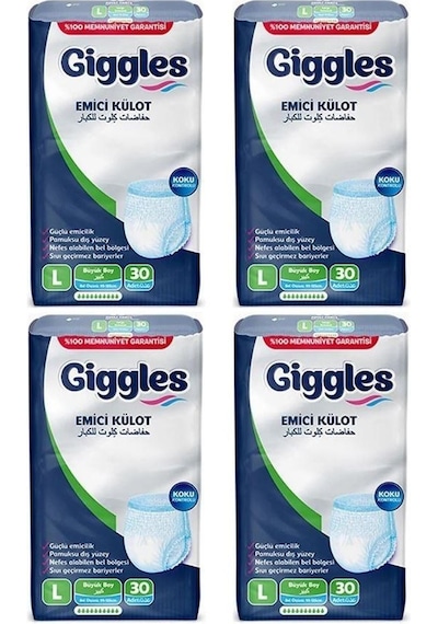 Giggles Külotlu Yetişkin Hasta Bezi Large 30 Lu X 4 Adet L
