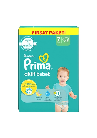Prima Bebek Bezi Aktif Bebek 7 Beden 15+ KG Mega Fırsat Paket 48 Adet