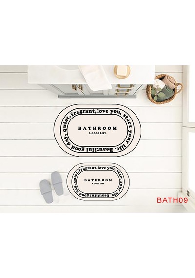 Eco Concept Kaymaz Taban Bathroom Yazılı Estetik Banyo Paspası Bej