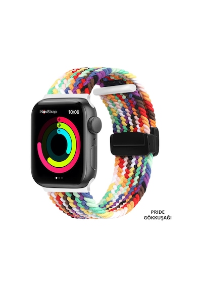 Novstrap Apple Uyumlu  Watch Ultra 49 MM İle Kordon Magnet Tokalı Flexible Elastik Örgü Kayış
