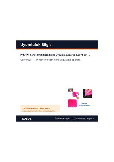 Trobus Ppf/tph Cam Filmi Silikon Rakle Uygulama Aparatı 6,5x7,5 Cm Pembe
