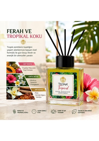 Oda Kokusu 110 Ml Reed Diffuser Uzun Süreli Ferah Koku Tropikal Diğer