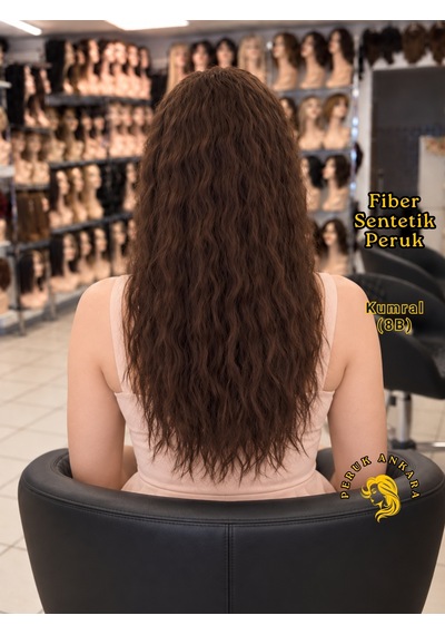 Afro Su Dalgası Peruk Fiber Sentetik Kumral