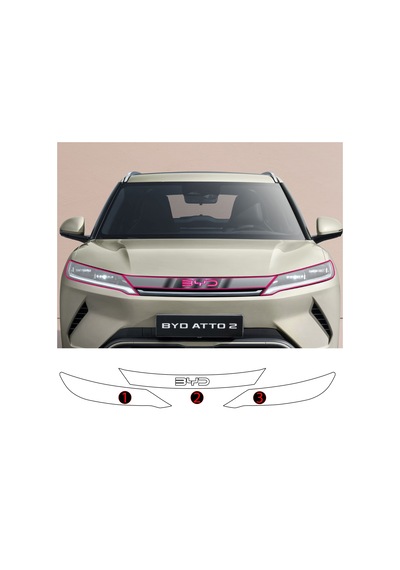 Byd Atto 2 Uyumlu Ön Panjur Ve Far Tpu Koruyucu 3'lü Set 2025-2026