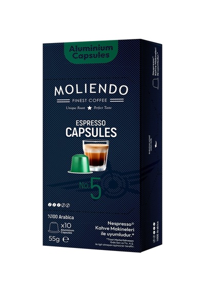 Moliendo No:5 Nespresso Uyumlu Kapsül Kahve 10'lu 55 G - 7 Adet Tarı