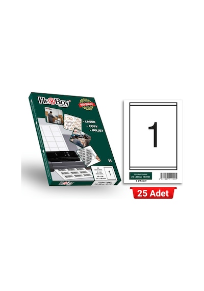 Herboy Hb-1100 210 X 280 Mm A4 Baskılı Laser Etiket 25 Adet
