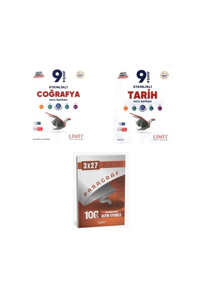 2027 Limit 9. Sınıf Etkinlikli Maarif Coğrafya + Tarih Soru + Anla Kazan Paragraf Deneme 3'lü Set