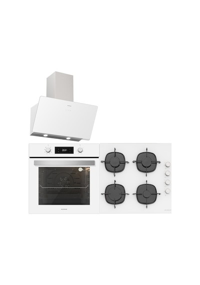 Silverline BO6504W01 - CS5335W01 - 3457 Soho 60 Beyaz Cam Ankastre Set