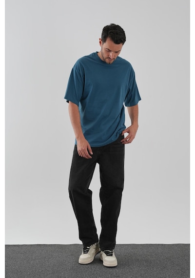 Alexander Gardi Yumuşak Dokulu Bisiklet Yaka Oversize T-shirt Petrol