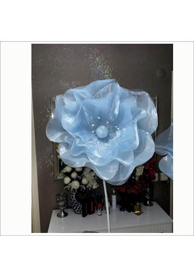Organze Dev Çiçek Bebek Mavisi 55cm Çap 160cm Boy