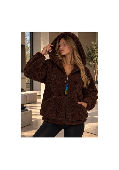 Öners Kadın Kapşonlu Peluş Fermuarlı Sweat Oversize Yumuşak Polar Hoodie Kışlık Sıcak Tutucu Kahverengi Kahverengi Öners Kadın Kapşonlu Peluş Fermuarlı Sweat Oversize Yumuşak Polar Hoodie Kışlık Sıcak Tutucu Kahverengi Kahverengi