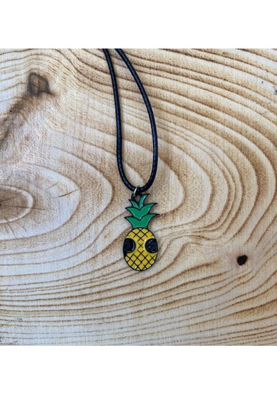 Meyve Gözlüklü Ananas Kolye Unisex Suni Deri İpli Kolye PYTKKOLYE Yavruağzı