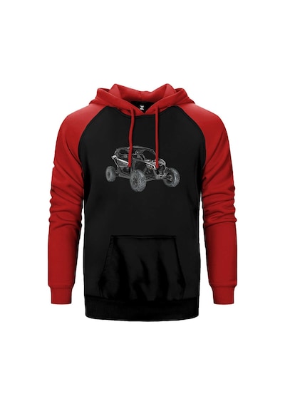 Can Am Off Road Kırmızı Renk Reglan Kol Kapşonlu Sweatshirt Kırmızı