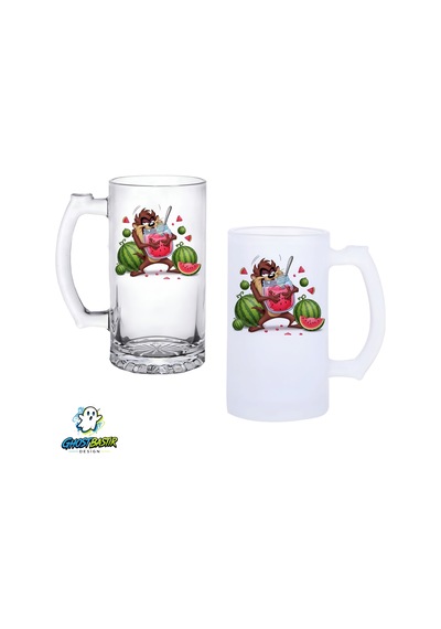 Tazmanya Canavarı Kulplu Bira Bardağı Buzlu Veya Şeffaf Seçenekli 0359