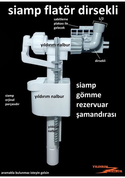 Siamp Gömme Rezervuar Dirsekli Flatörü Yarım Parmak Şamandıra İç