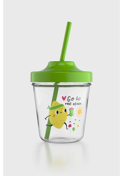 Renga Aura Go To The Beach Desenli 350 Ml Tritan Pipetli Çocuk Bardak 142022 Yeşil Yeşil