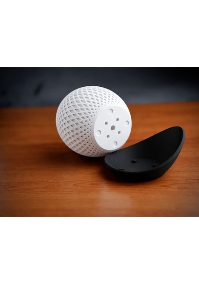 3d Baskı Küre Saksı - Kafes Dokulu İki Parçalı Dekoratif Saksı - Beyaz-siyah 64642774