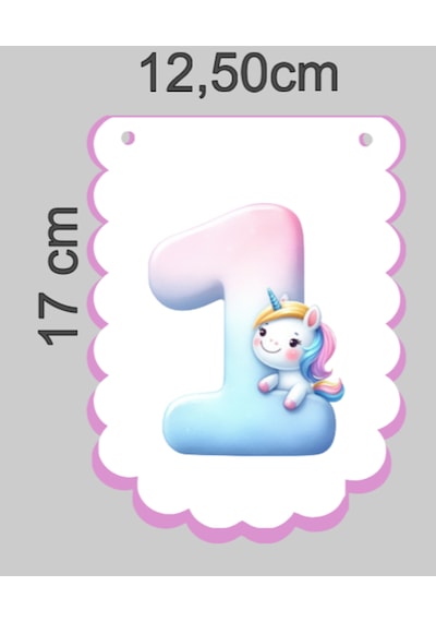 Unicorn Konsept One 1 Yaş Doğum Günü Süsü Banner Happy Birthday