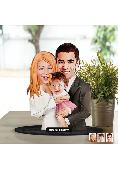 Kişiye Özel Aile Karikatürlü Ahşap Biblo Model-20 Babaya Hediye, Anneye Hediye, Ev Hediyesi Kobitmeyen138328 Bk Gift
