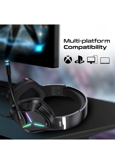 Oyuncu Kulaklık Stereo 7.1 Surround Kablolu Kulaküstü - Vertux Blıtz Siyah