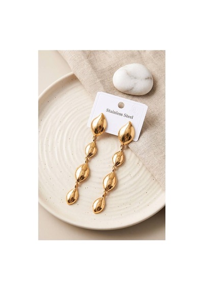 316l Çelik Gold Renk Yaprak Motifli Uzun Tasarım Küpe Tj-bkp12050 Evimdeyokyok