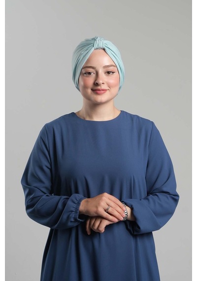 Hürrem Bone Bebe Mavisi Pratik Hazır Geçmeli Tesettür Bone Sandy Pileli Salaş 2121 11 Bebe Mavisi