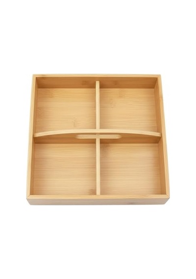 Ayrex Bambu Çok Gözlü Sunum Ve Düzenleme Kutusu / 22x22 Cm / Çok Bölmeli Servis Ve Organizer / Çay Kahve İkr Diğer