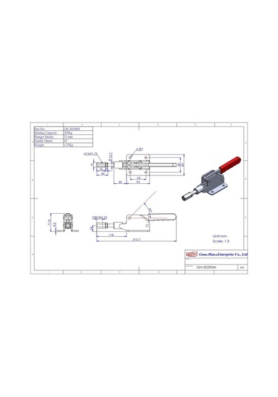 Gh-30290m İtmeli Çekmeli Geçişli Mafsallı Kelepçe Düşük Profil, T