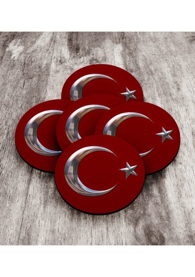 Bk Gift Türk Bayrağı Ahşap Rozet 5 Adet 1