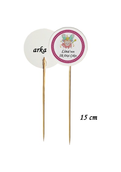 15 Cm Uzun Kürdan - 20 Adet Kişiye Özel Renkli Melek Kanatlı Diş Buğdayı Kürdanı - İlk Diş