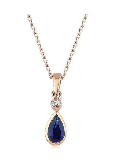 Safir Damla Kolye Rose Gold