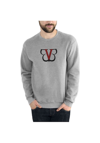 Black Veil Brides Logo Baskılı Gri Melanj Erkek Sweatshirt