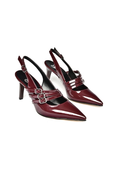 Fox Shoes R654218308 Bordo Rugan İnce Topuklu Kadın Ayakkabı Bordo