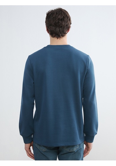 Lcwaıkıkı Classic Petrol Bisiklet Yaka Baskılı Erkek Sweatshirt