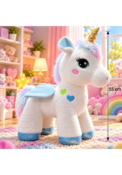 Kanatlı Boynuzlu Unicorn Pony Peluş Oyuncak 55 Cm 046 - Pembe