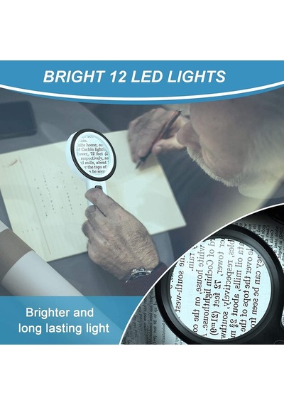 Led Işıklı Büyüteç 30x Büyük Mercekli Okuma Büyüteci Yaşlılar, Öğrenciler, Koleksiyonerler, Madeni Paralar, Pul, Kitap, Harita İçin