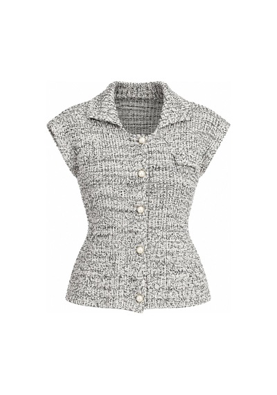 Laluvia Siyah - Gri Kırçıllı Polo Yaka Hırka - 2y4500