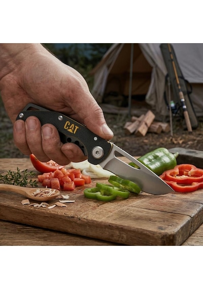 Cat Da980010 Kemer Askı Kancalı Katlanabilir 12cm Paslanmaz Çelik Kamp Çakısı
