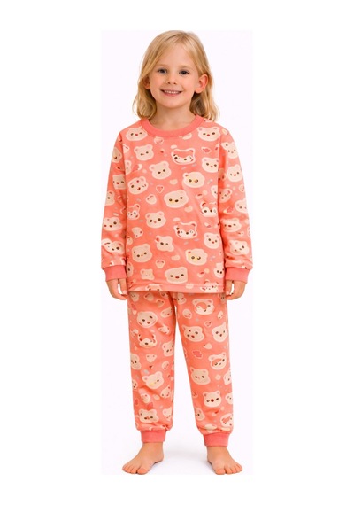 Ayı Ve Tilki Desenli Kız Çocuk Pijama Takımı
