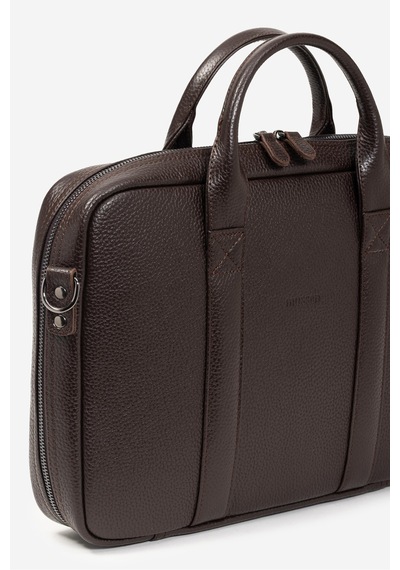 Mussen Hakiki Deri Organizer Macbook Laptop Evrak Çantası 13" & 14" İnç Kahve Naturel